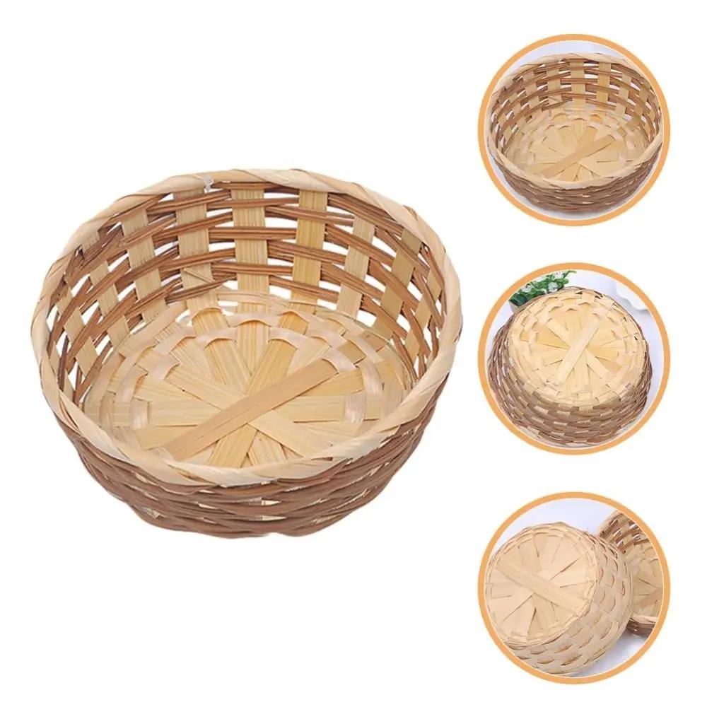 High Quality Round Shape Storage Basket Food Container Handmade Rattan Fruit Basket Large Capacity Durable Fruit Storage Bin