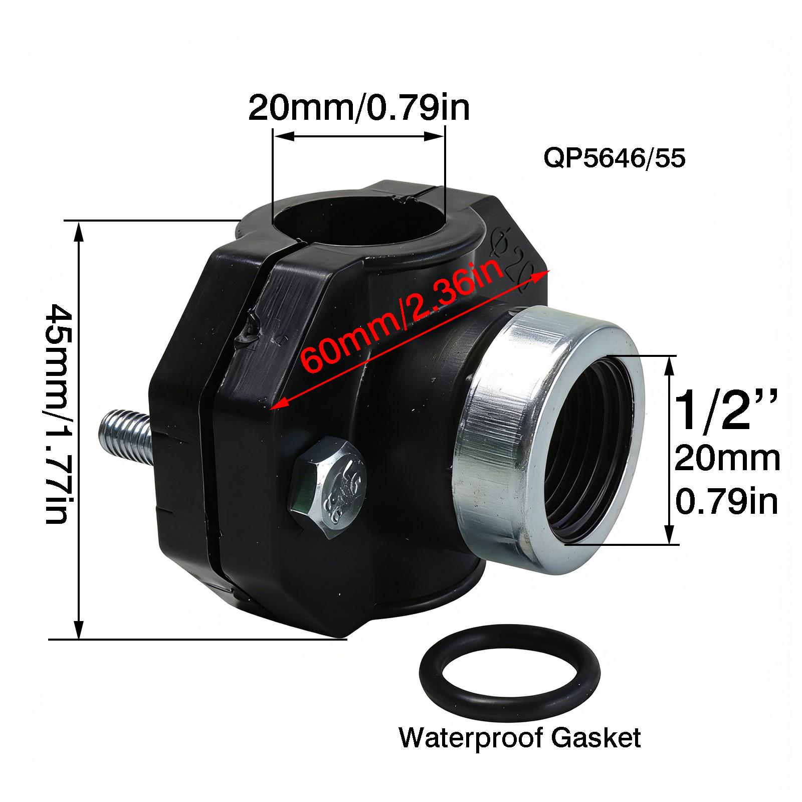 1Pc 32mm 25mm 20mm Pipe Clamp 1/2   Female Thread Connector PVC PE Pipe Water Splitter Repair Reducing Coupling Fitting (as the picture,1/2 )