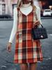 Chic Women's Plaid Suspender Skirt with Pockets – Casual Fashion for Spring and Autumn