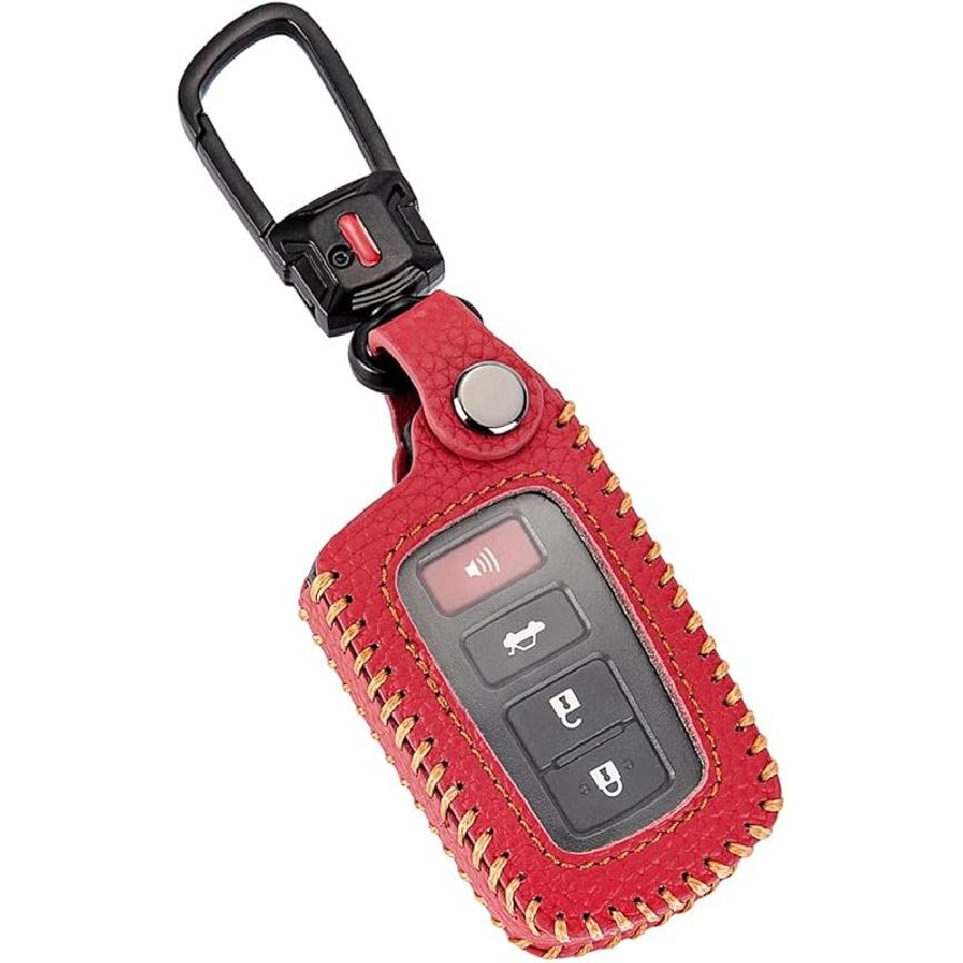 For Toyota Key Fob Cover Keychain Leather Car Key Case Fob Holder Compatible Highlander Tacoma Tundra Rav4 4Runner Camry Sequoia Corolla Prius