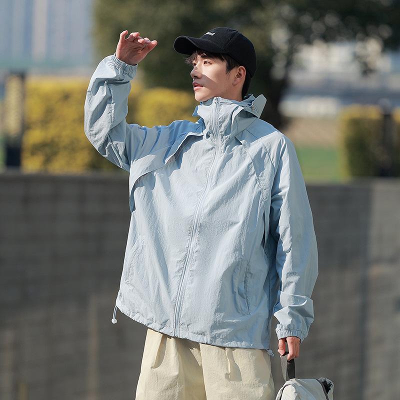 UPF10 + ice silk quick-drying hooded sunscreen clothing men's summer outdoor UV protection couple sunscreen clothing mountaineering jacket