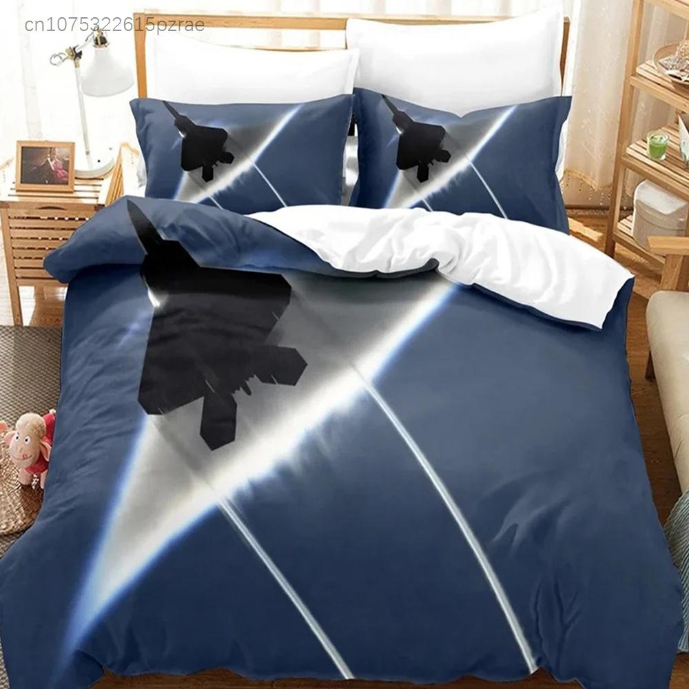 Fighter Fire King Queen Full Duvet Cover Cool Airplane Bedding Set Military Fans Quilt Cover Red Black Polyester Comforter Cover