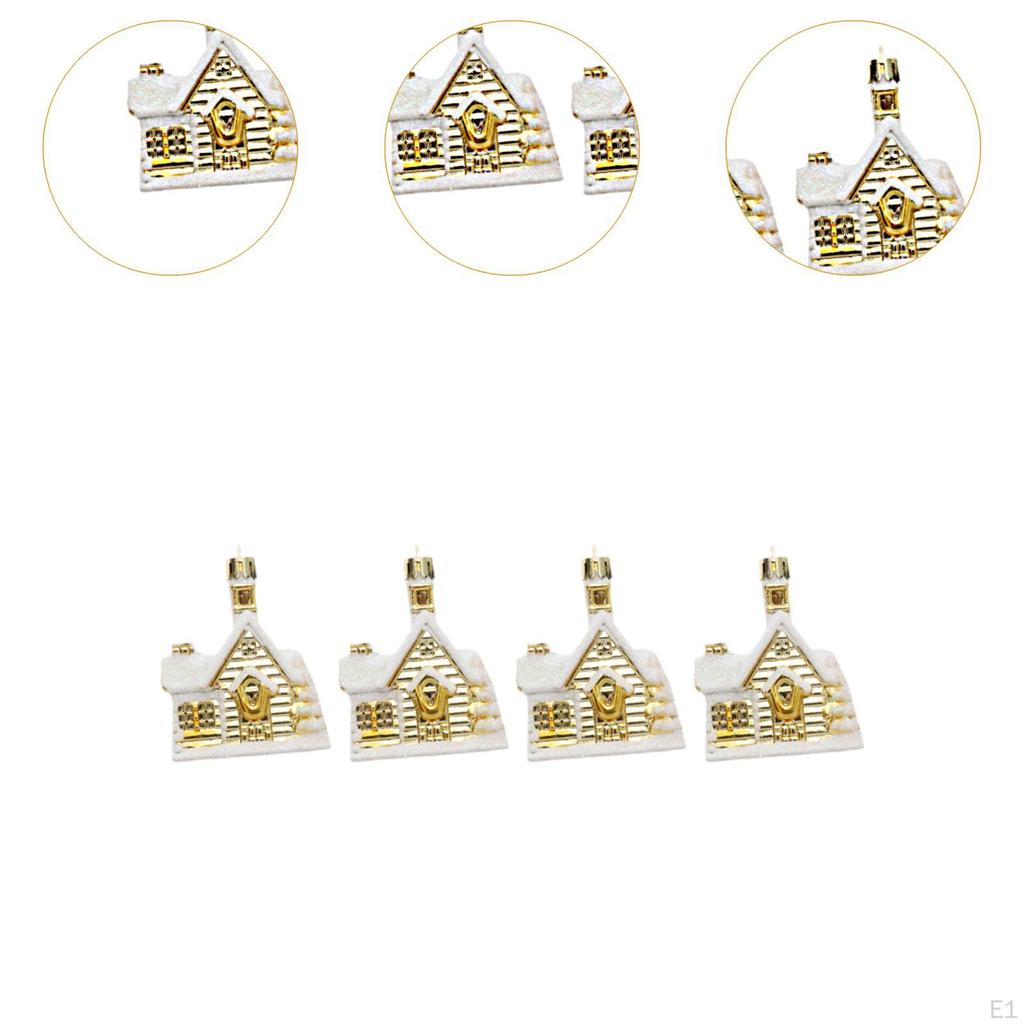 4 Pieces Christmas Tree Ornament Snow House Decoration DIY Cute Xmas Decor for Birthdays