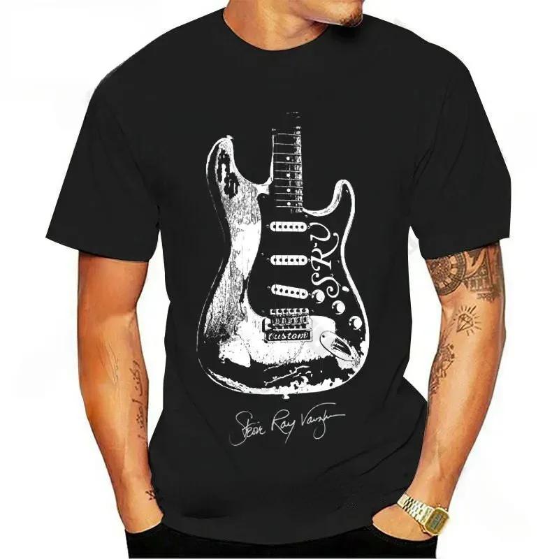 Männer Frauen 100% Baumwolle T-Shirt Stevie Ray Vaughan Gitarre Blues Rock Legende SRV Unisex Grafikdruck T-Shirts Herren Streetwear Kleidung L black
