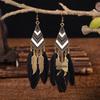 Trendy Ethnic Retro Multicolor Feather Beaded Circle Dangle Earrings