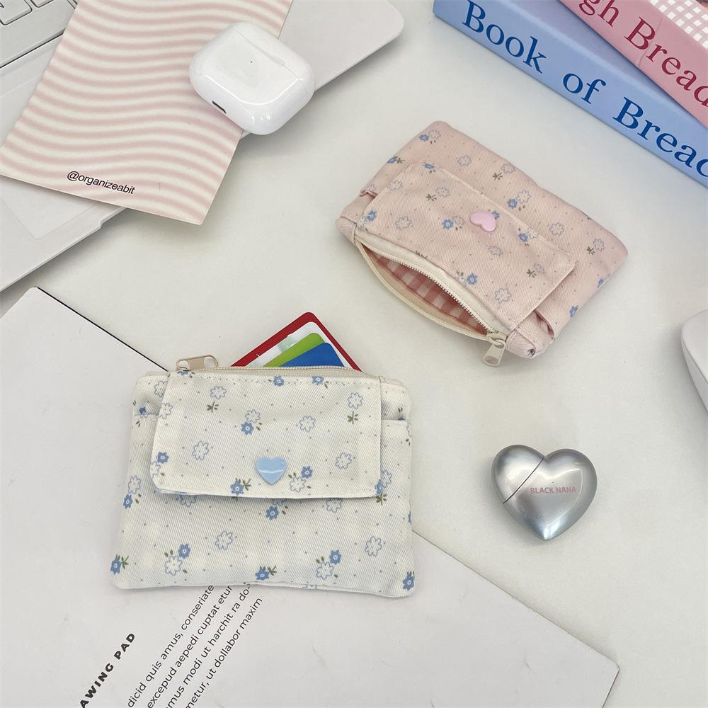 Retro Flower Women's Clutch Coin Purses Compact Portable Ladies Card Bags Plaid Candy Color Multi-Pocket Female Cosmetic Bags