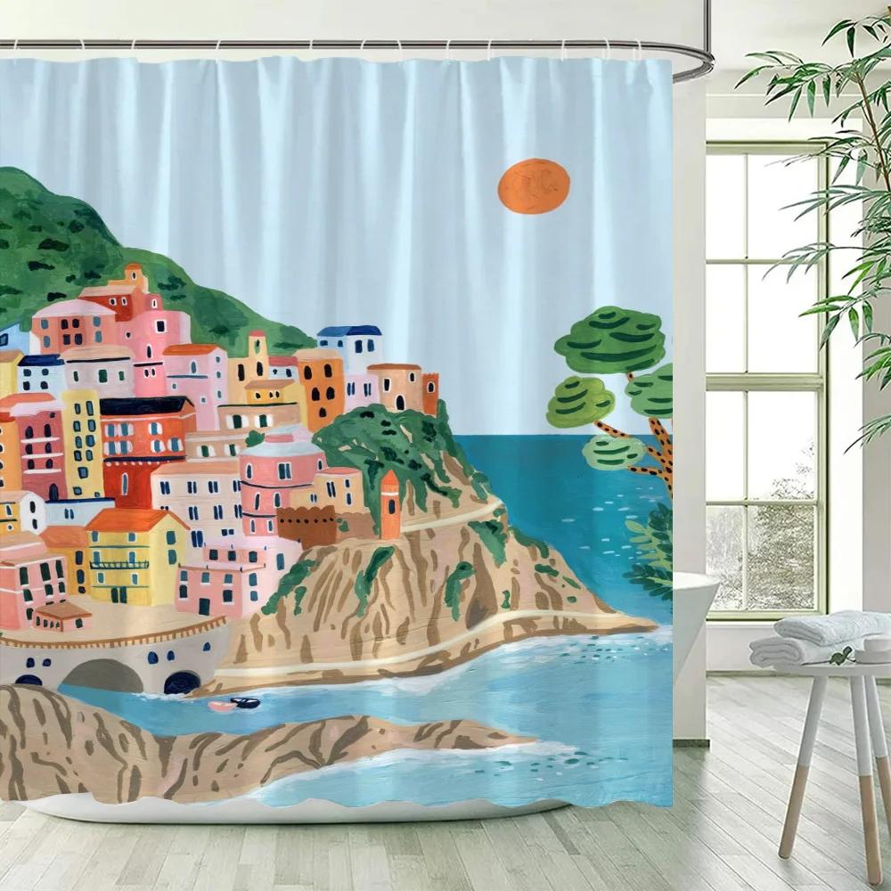 Travel Shower Curtains Bathroom Curtain for Quarto Folding Partition Accessories Bath Bedrooms Houses Rooms Waterproof the Home