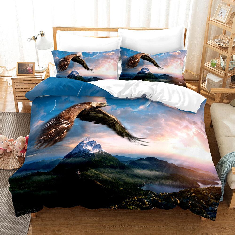 Dream Landscape 3D Digital Printing Three-Piece Quilt Cover Sheet Kit