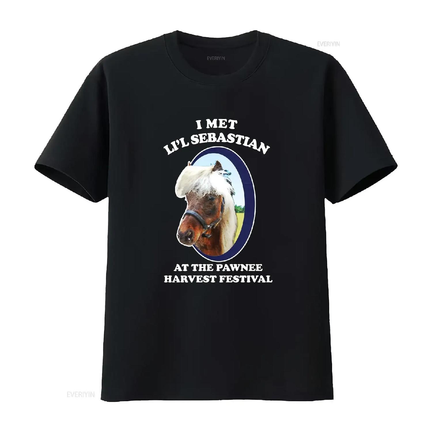 I Met Lil Sebastian Pawnee Harvest Festival Television Parks and Recreation T Shirt Baggy Boyfriend 2607 vintage Washed S