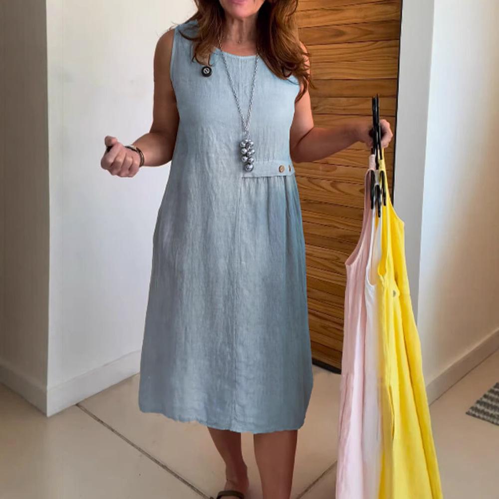 

Women s Light Blue Sleeveless Casual Dress with Multi-Color Options S світло-синій колір