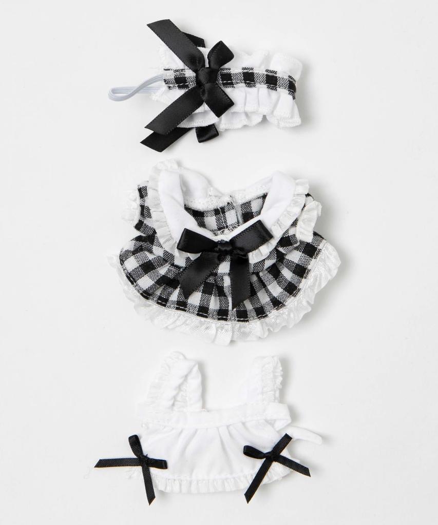 WEGO Plush Kigurumi, 10cm, Plush Clothes, Costume, Plush Toy, Oshikatsu Goods, Gift, Women's, Size F, Type C (Gingham Check Maid Set), Pattern 1