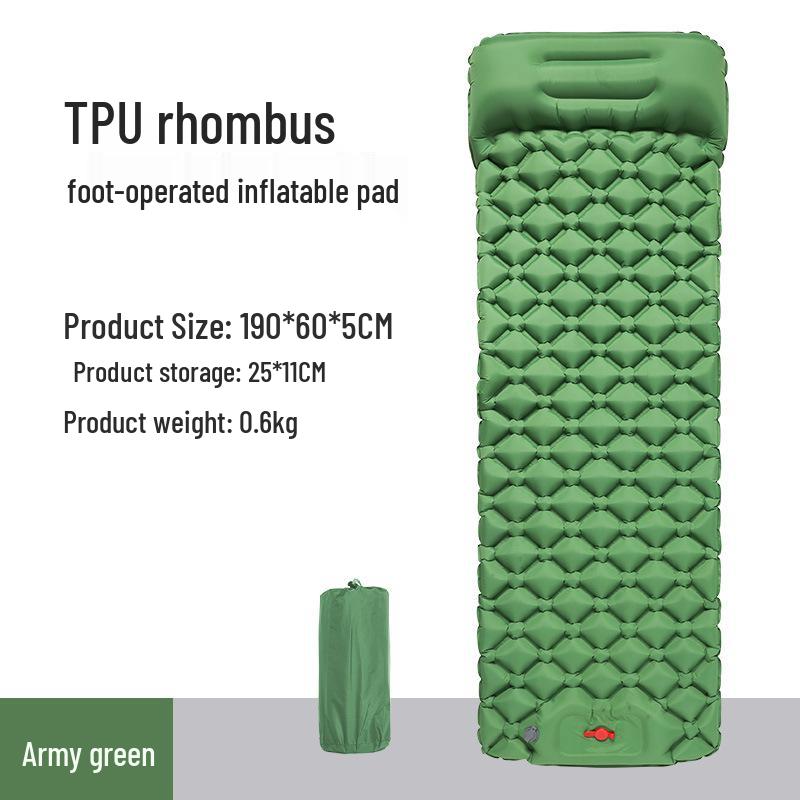 TPU Inflatable Foot-Pumped Camping Pad: Lightweight Outdoor Air Mattress, Moisture-Proof for Mountaineering and Naps