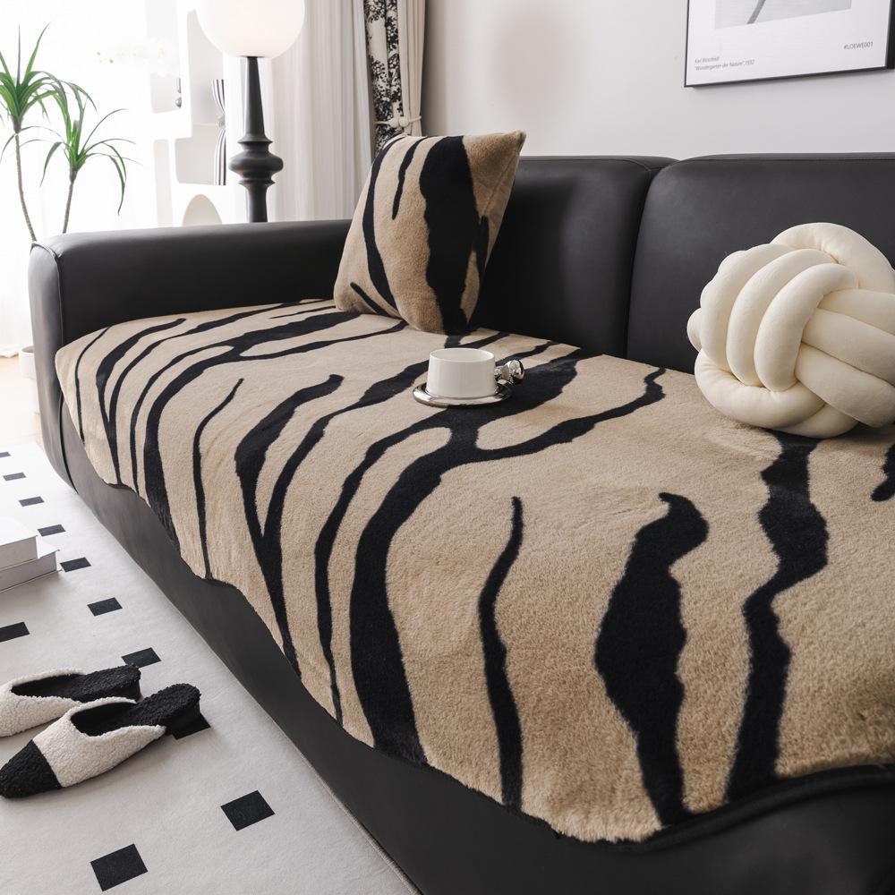 Velvet Shaped Sofa Cushion Autumn and Winter Thickening Plush Non-Slip Seat Cushions High-Grade Light Luxury Sofa Cover Cover Cloth