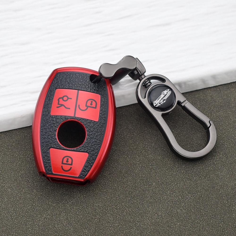 Soft Tpu Leather Remote Key Cover For Mercedes Benz A/B/G/R Class Gla Glk Fit For W176 W204 W251 W463 Key Ring Keychain Set