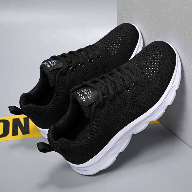 Black Tenis Feminino Women Running Vulcanized Shoes Mesh Light Soft Sneakers Female Flats Platform Lace Up Casual Basket Femme