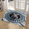 3D Rat Optical Illusion Carpet Front Door Mat Realistic Stone Road Mouse Peeking Welcome Rug for Indoor Entrance Home Decor