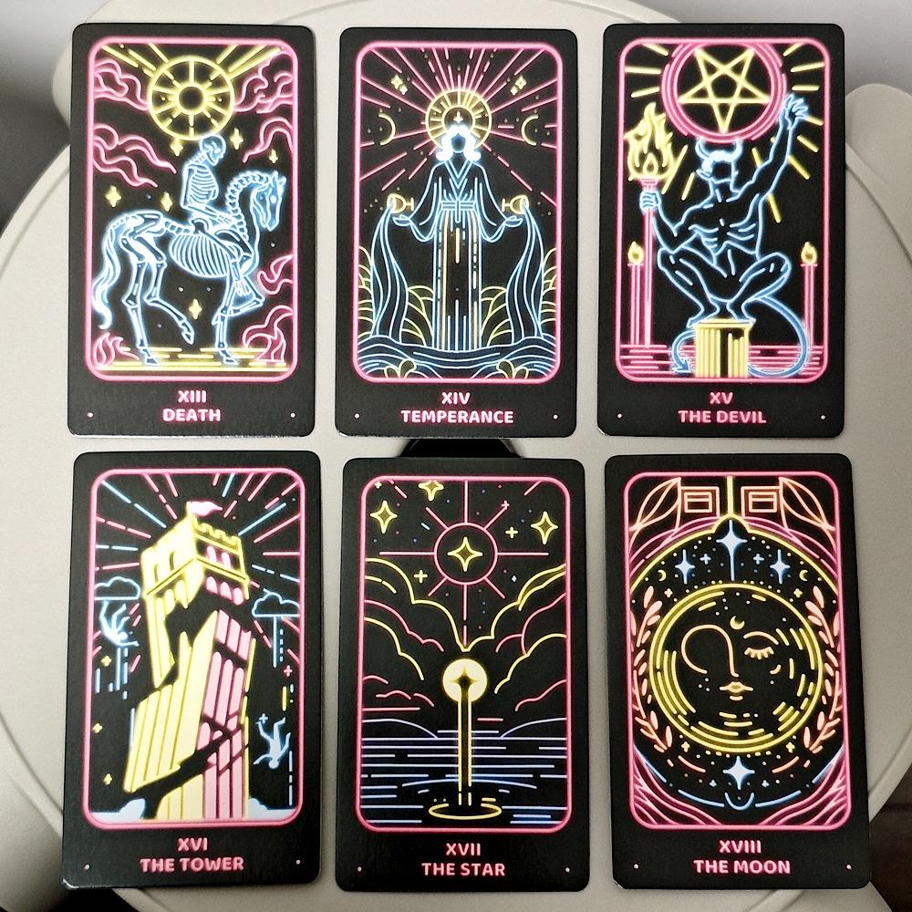 10.3*6cm Simple Modern Minimalist Tarot Deck Neon-Inspired Rider-Waite 78 Pcs Cards for Beginners and Professionals