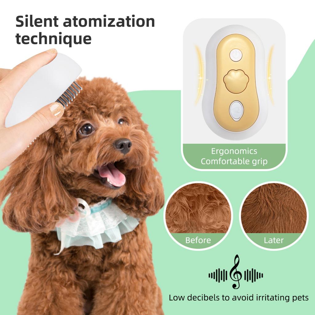 3 in 1 Electric Cat Spray Comb USB Smart Silent Cat Dog Steam Brush Grooming Tool Antistatic Massage Pet Comb With Water Tank