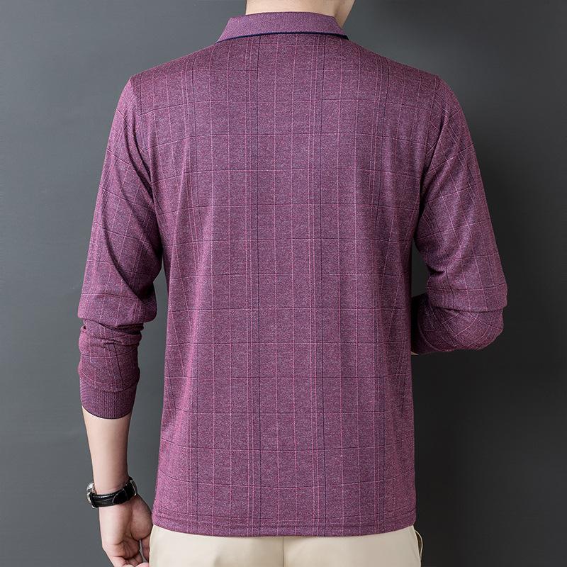 Men's Simplicity Solid Color Business Office Shirt Autumn Winter Male Clothes All-match Long Sleeve Casual Polo-Neck Shirts