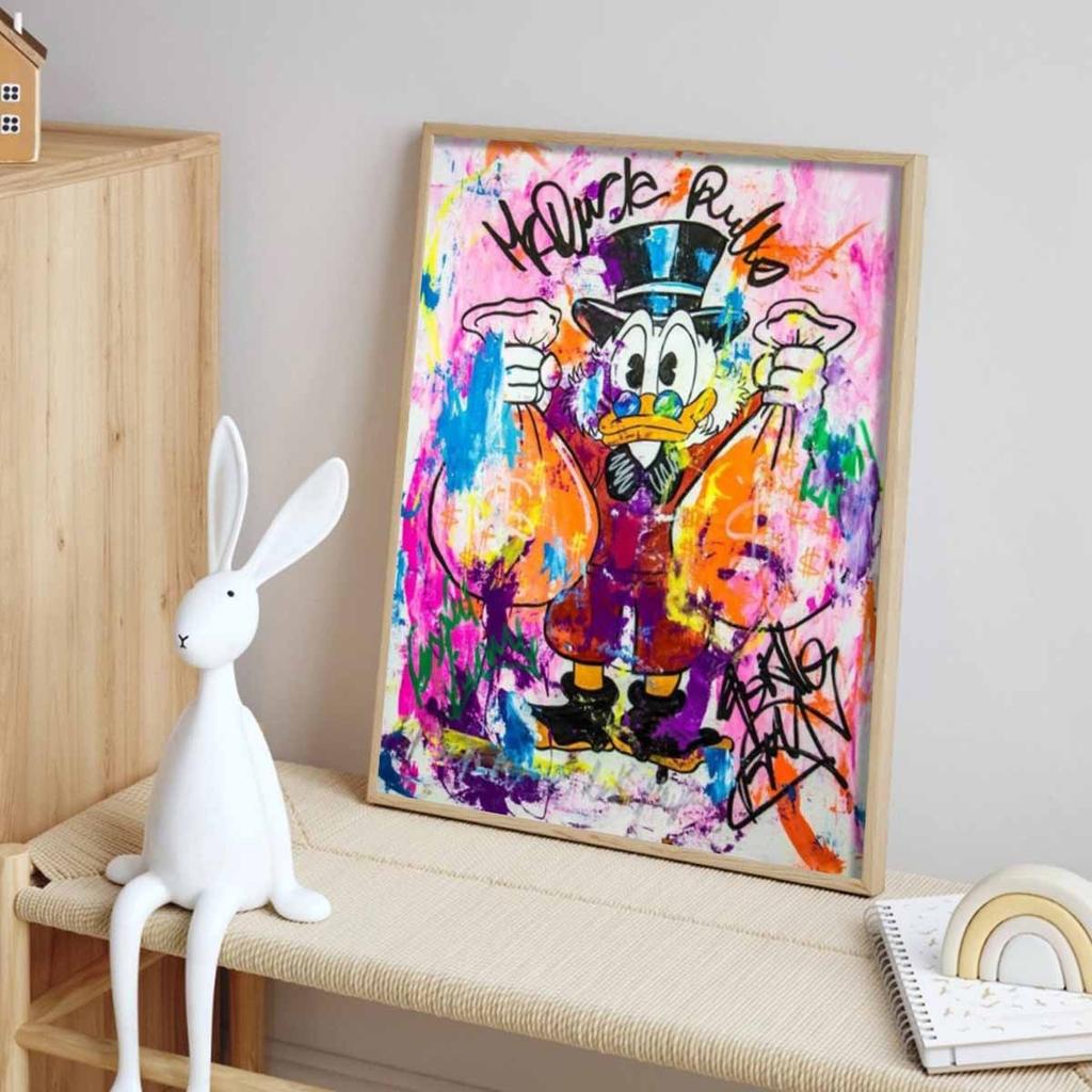 5D DIY Diamond Art Painting Kits for Adults, Donald Duck, A Financial Tycoon Full Round Crystal Diamond Kits for Beginner for Home Wall Decorate