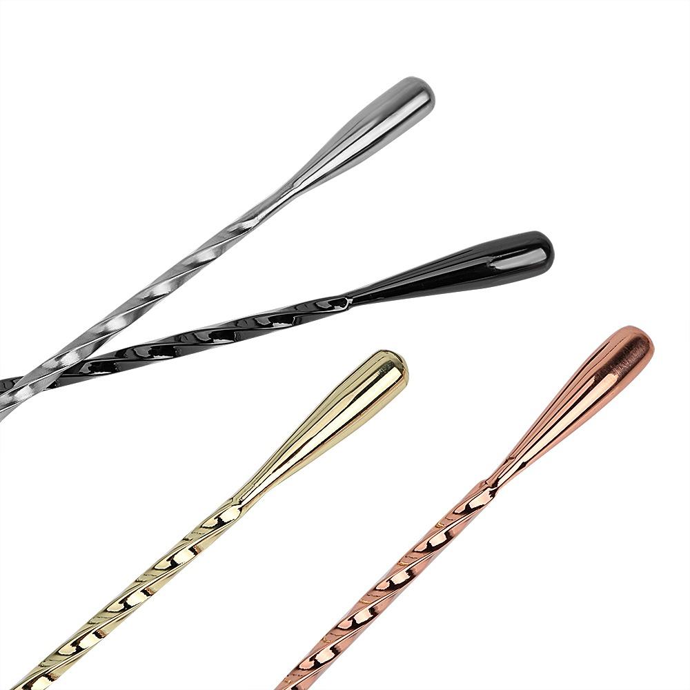 Long Handle Bar Teadrop Spoon Spiral Pattern Coffee Spoon Bartender Tools Mixing Spoon  Tea