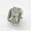 Trendy Diamond Ring Watch Square Full Diamond Adjustable Time Ring Watch Instagram
