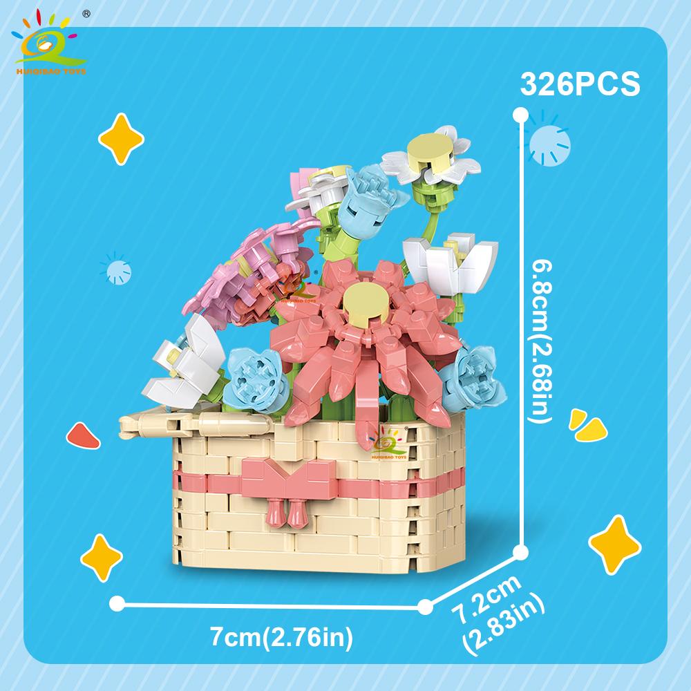 

Moc Flower Pot Micro Construction Block Diy Rose Sunflower Bouquet Small Diamond Model Brick Plaything For Kids Desk Decor