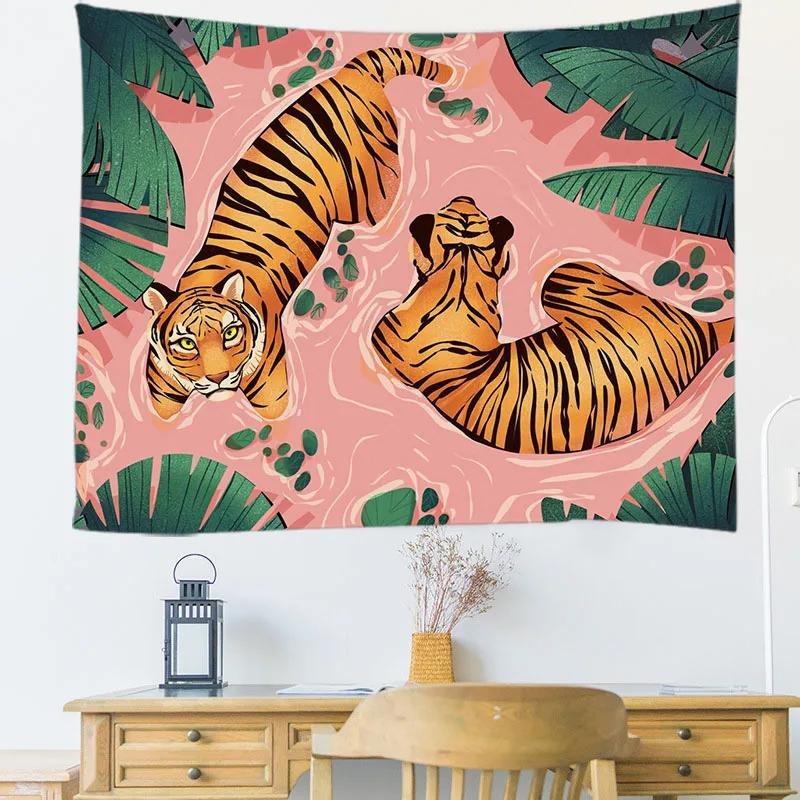 India Tiger Series Tapestry Wall Hanging Mandala Tapestries Wall Cloth Psychedelic Yoga Wall Hanging Boho Decoration Home Decor