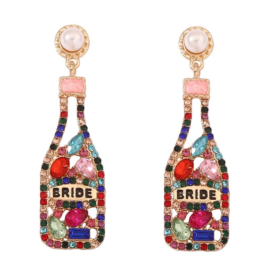 Yiwu Accessories Alphabet Wine Bottle Design Temperament Trend Light Luxury Versatile Earrings Earrings Jewelry Women