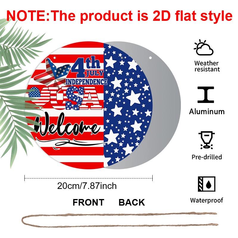 2D Flat Retro Aluminum Wall Stickers In Various Sizes. Independence Day Theme, Fourth of July American Flag, USA Door Decoration/welcome Sign. Ideal