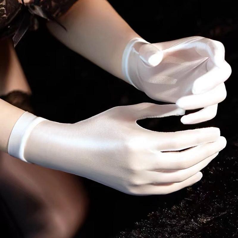 Женские масляные блестящие облегающие чулочные перчатки Сексуальные Высокоэластичные Прозрачные Ультратонкие Клубная одежда Короткие перчатки на запястье