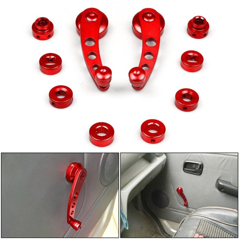 2pcs Window Crank Handle Winder Riser Billet CNC Aluminum Alloy Universal Auto Car Wagon Door Window Crank Handle Winder