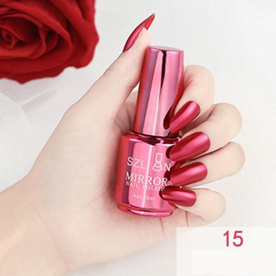 18ml Lasting Solid Color Metallic Mirror Effect Nail Art Polish Varnish Decor