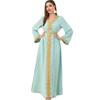 Indonesia Djellaba Women's Pure Color Show Lace Patchwork Basic Loose Embroider Long Sleeves Dress Dresses