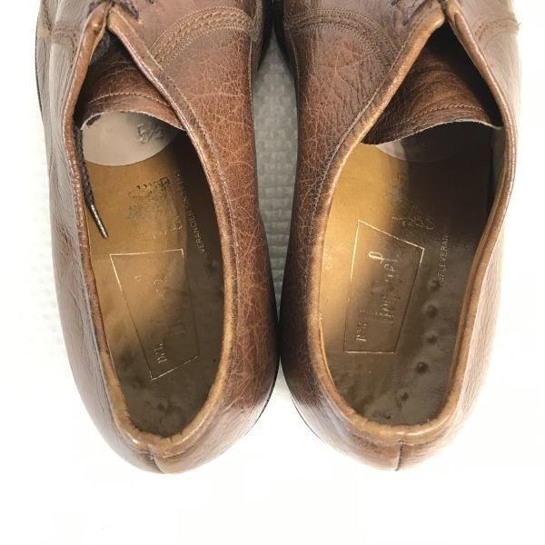 70s-80s old logo Vintage VAN BOMMEL Goodyear welt leather plain toe 5.5 24.5 brown dress shoes(USED)