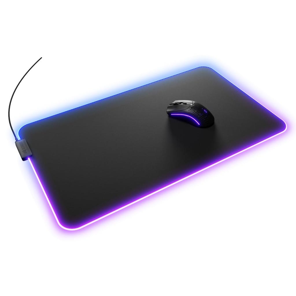 Glorious Mouse Pad 2 GLED XL Extended Black RGB Lighting Cloth Gaming Mouse XL Extended Size x MS0773 Pad, (610 355mm) GLO-MP2-GLED-XLE-B