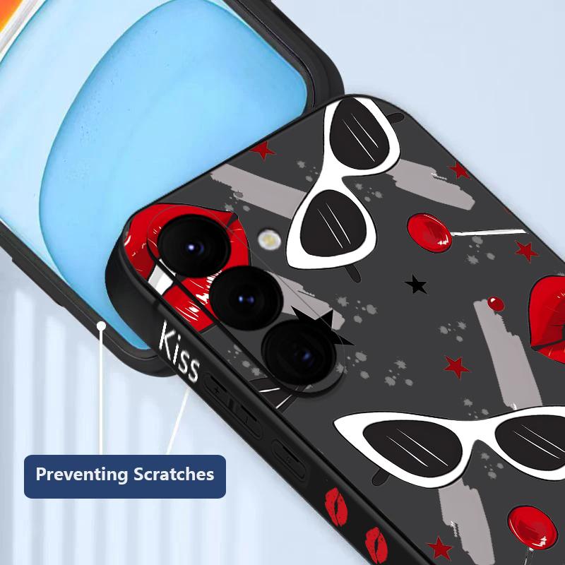 Coque Mode Motif Baisers Lèvres Pour Samsung Galaxy S26 S25 Ultra S24 S23 S22 Plus S21 FE A15 A16 A17 A35 A36 A54 A55 A56 5G Coque Souple