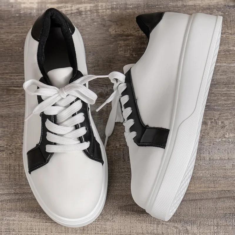 Brand Design Sneakers for Women New Casual Platform Lace Up Women's Vulcanized Shoes Tennis Walking Student Leather Shoes