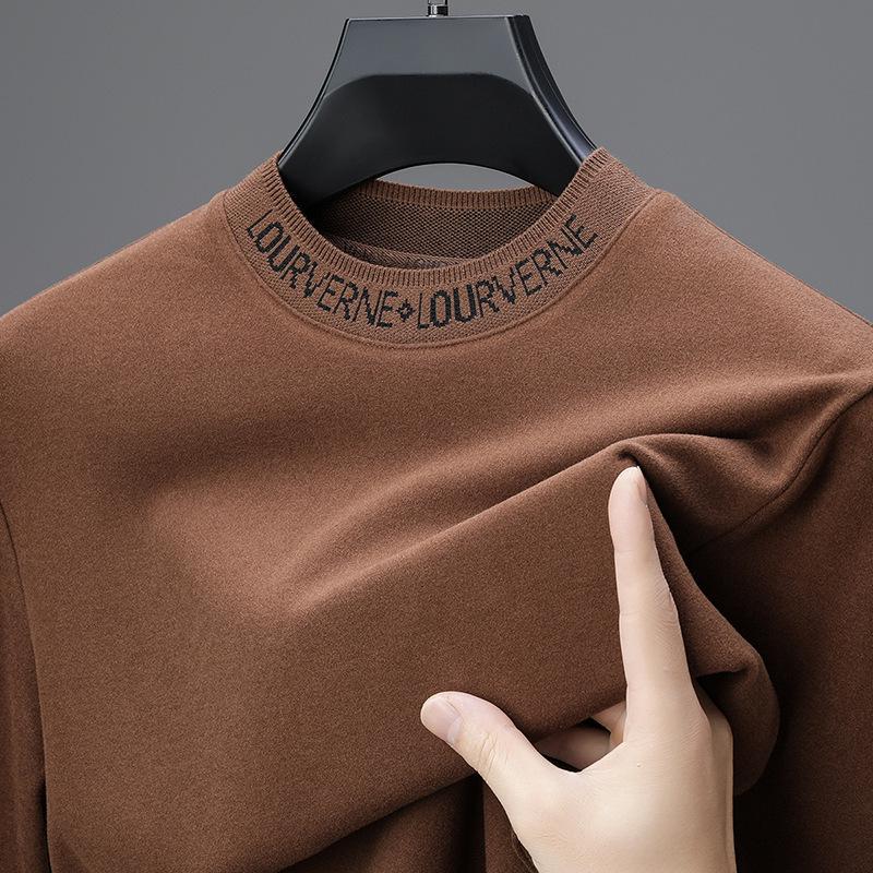 Men s Winter Warm Jacquard Half High Collar Fleece Sweatshirt XXL