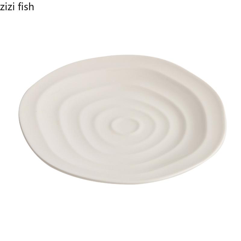 Keramikteller mit unregelmäßigem Faden, weiß, flacher Teller, Frühstücksteller, Dessertteller, Sushi-Teller, Hotel-Molekular-Food-Geschirr