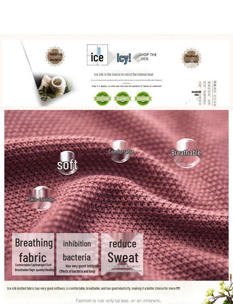 Canottiera T-shirt Estiva in Maglia di Seta Ghiacciata da Donna Taglie Forti