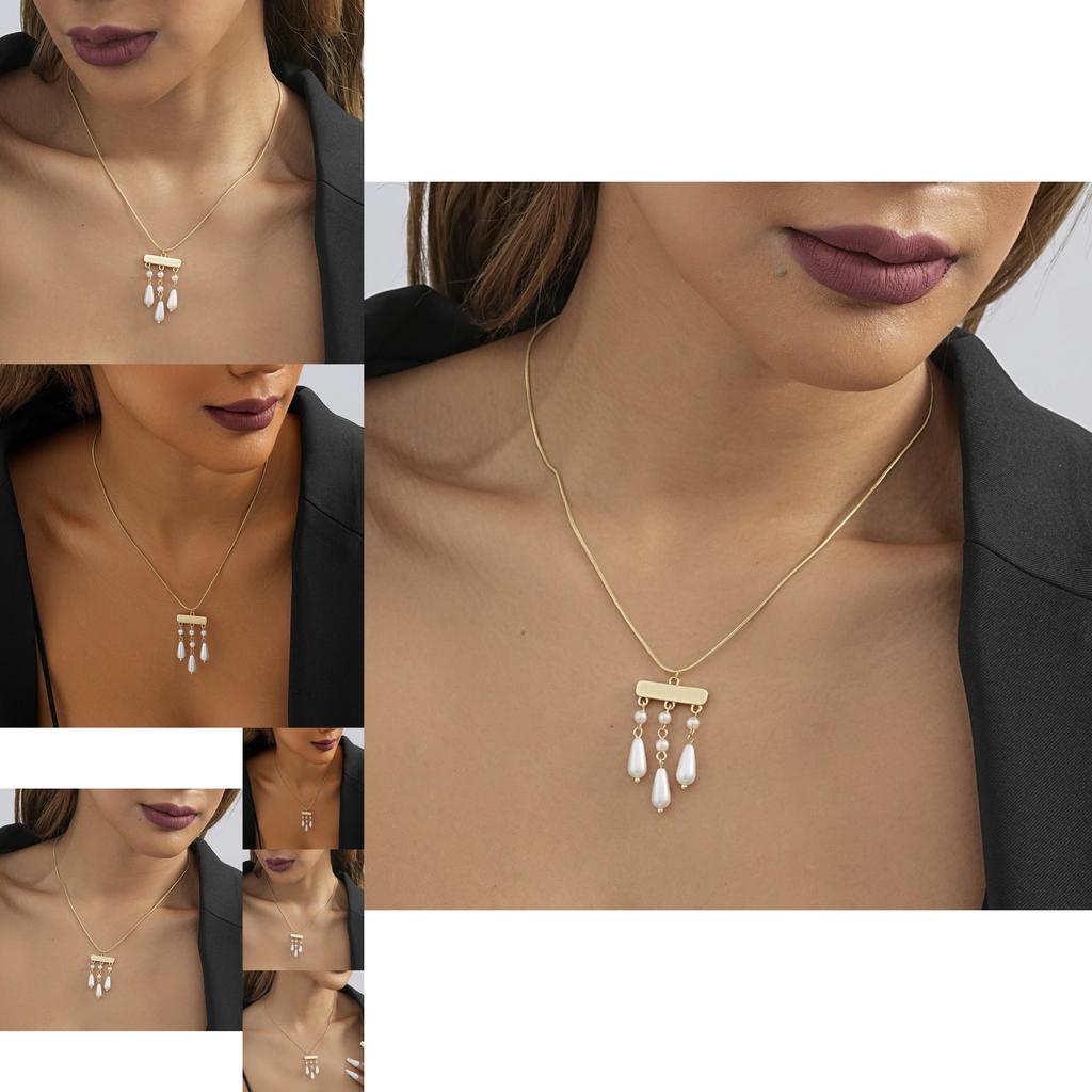 Stylish Geometric Alloy Necklace Featuring Trendy Pearl Pendant And Chic Tassels