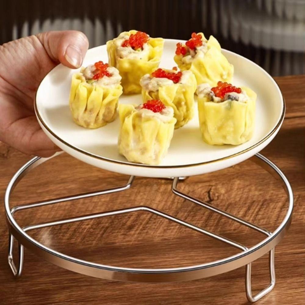 New Stainless Steel Steamer Rack Thickened Non-Slip Insulated Tripod Stackable Pot Rack Kitchen Cookware Stove Storage Rack