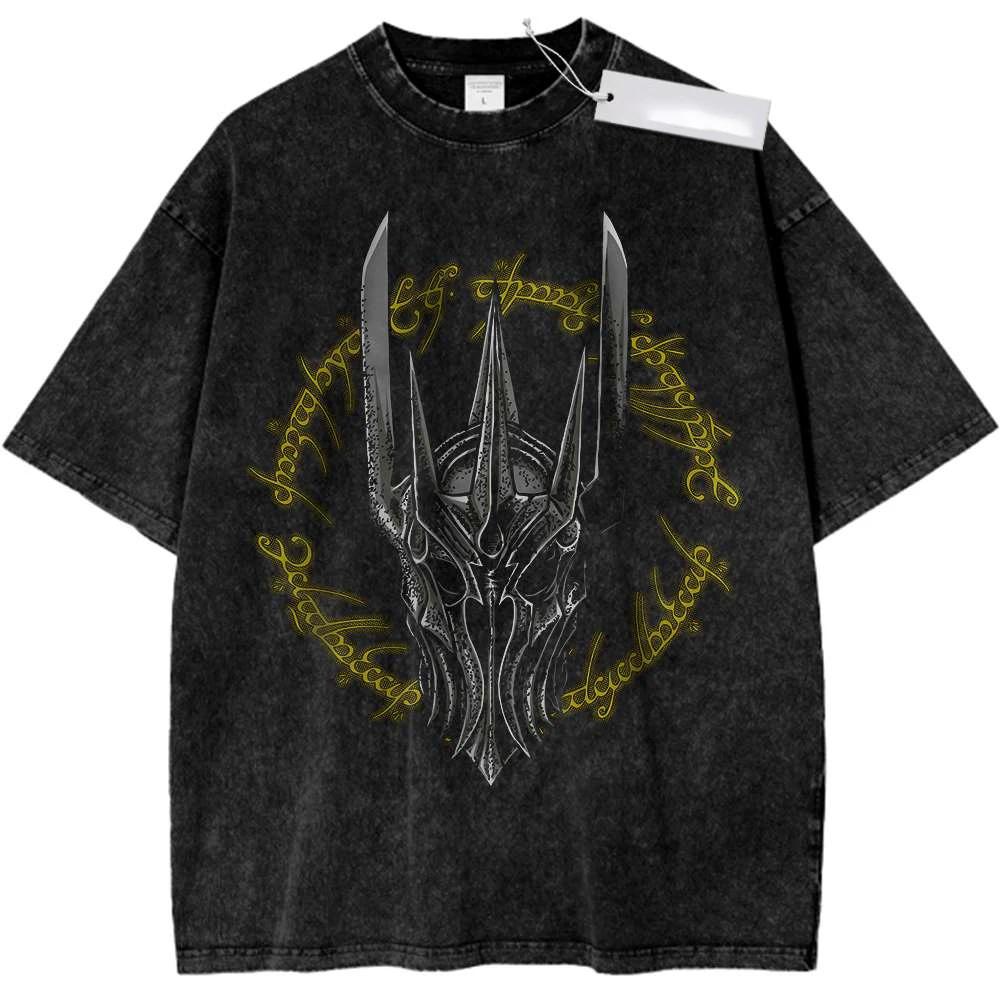 2026 Hot Movie Lord Sauron Vintage Washed T-Shirt Streetwear Oversized Y2K Tee Women Men Cotton Short Sleeve Unisex Clothing