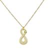 18k Gold Snake Series Necklace: Infinity Design with Green Zircon and Diamond Accents