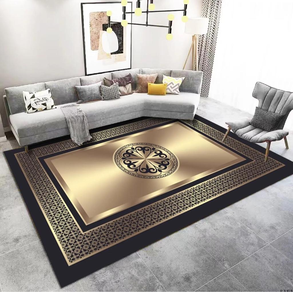 Luxury Living Room Carpet Decoration Home Golden Carpets Large Size Sofa Area Rug Hotel Hall Floor Mat Soft Anti-slip Washable