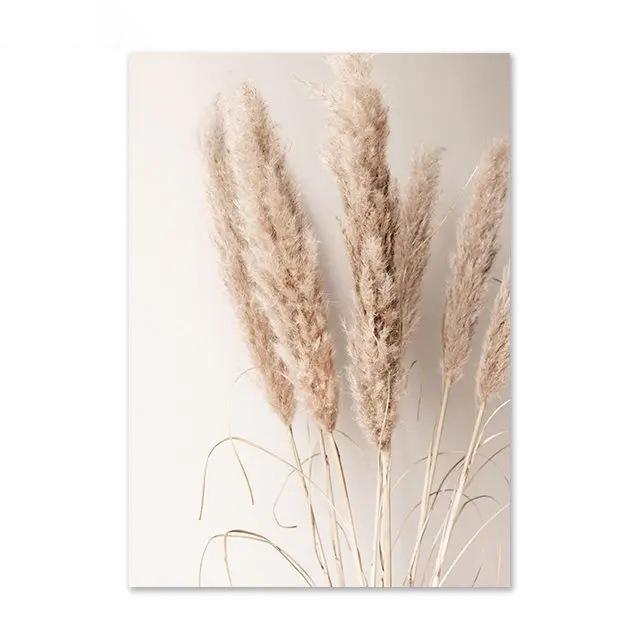 Nordic Beige Dandelion Painting Poster Reed Canvas Art Print Flower Posters Bunny Tail Grass Wall Art Picture Living Room Decor