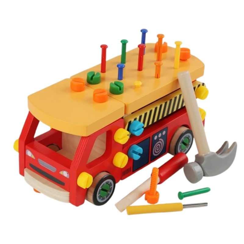 Wooden Construction Toy Set With Nut And Screw Blocks For Fine Motor Skills Development For Toddlers