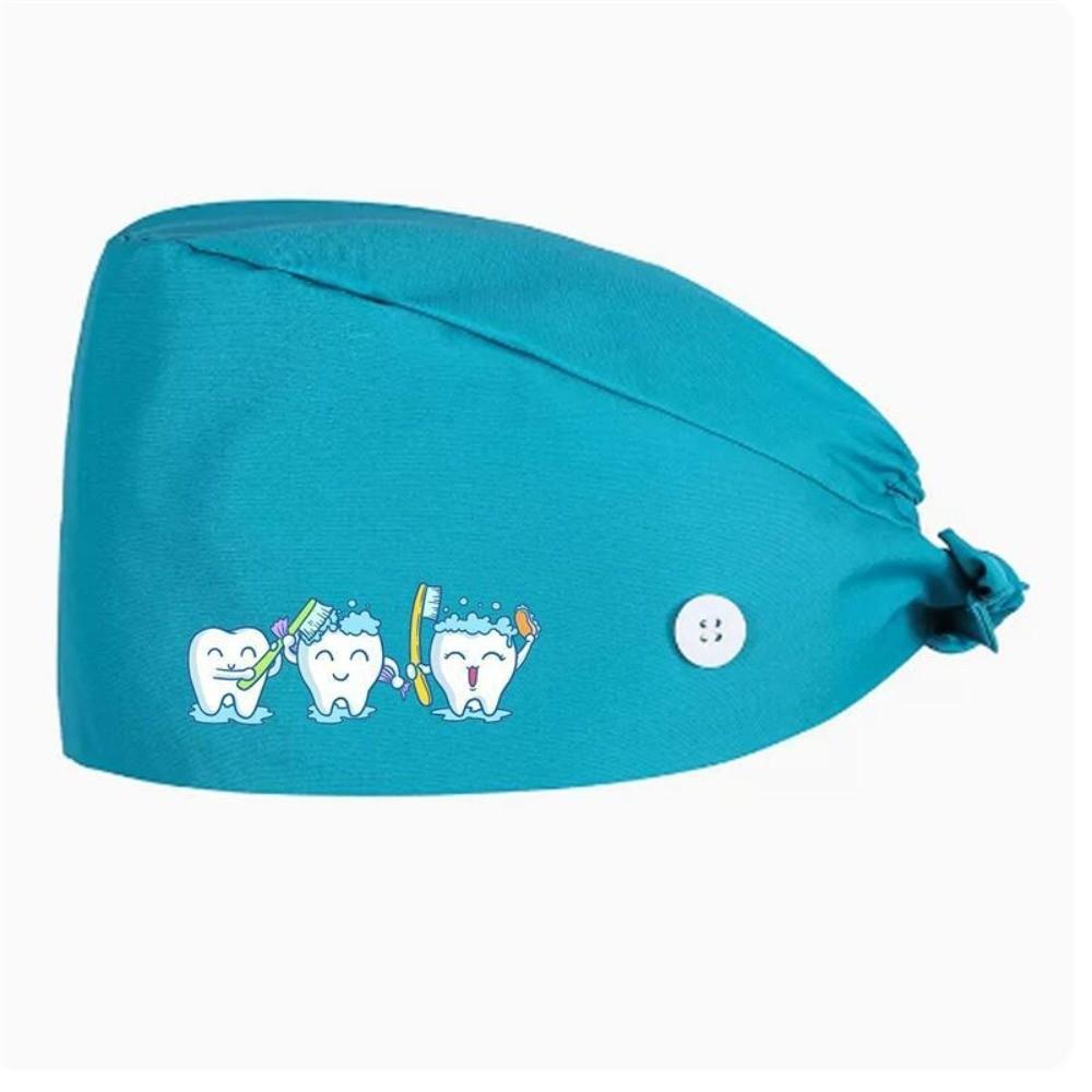 

New Cotton Surgeon Caps Embroidery Dustproof Doctor Work Hats Solid Color Printed Surgical Hats темно-синього кольору