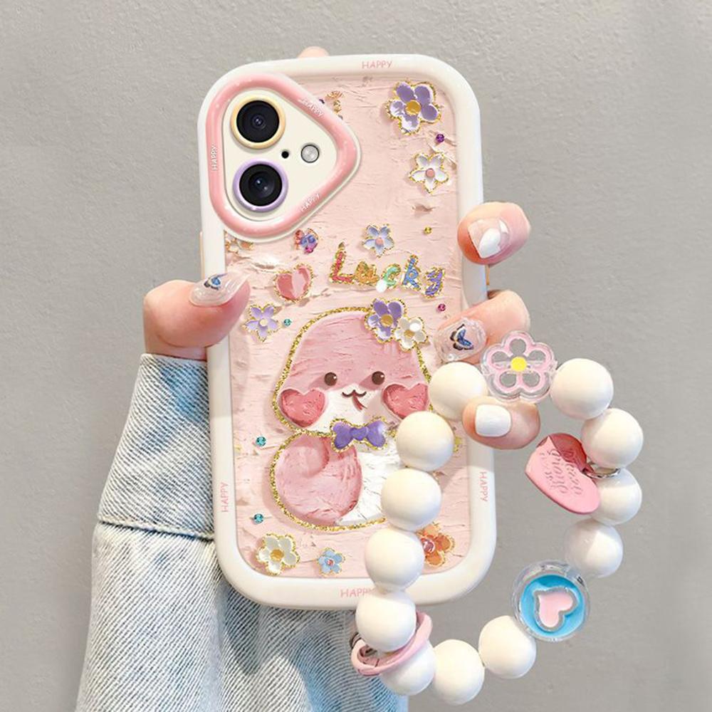 

For iPhone 16 Plus Case with Strap Lucky Snake Pattern Design TPU+PC Protective Phone Cover A